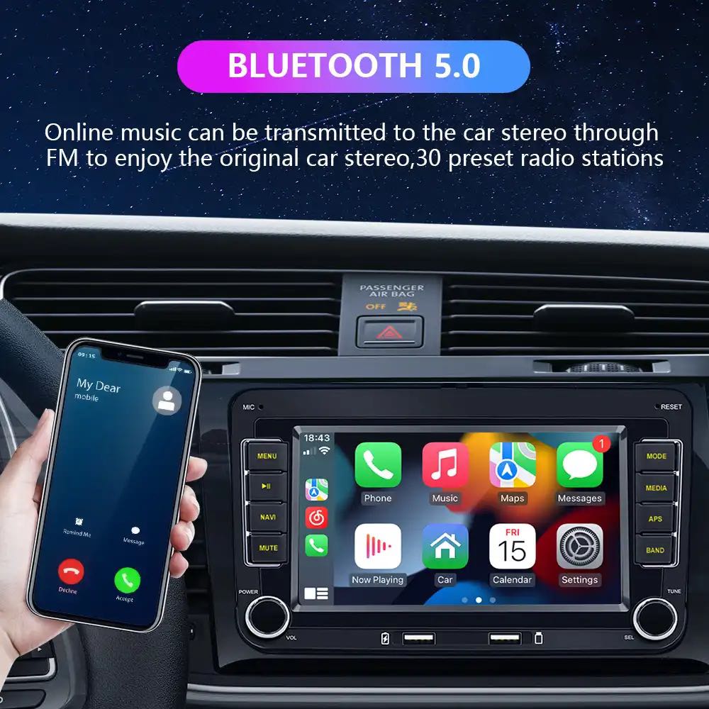 7 inch Wireless CarPlay Android Car Radio Auto For VW/Passat/Touran/Caddy /Jetta Car Radio Stereo Car Multimedia Player